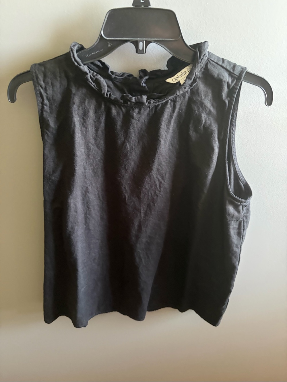 Ophelia Rae Black Ruffle-Neck Sleeveless Tank